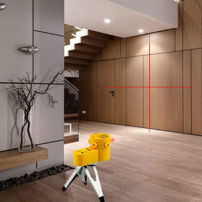 Niveau laser pièce éclairée moderne lignes mur panneaux bois